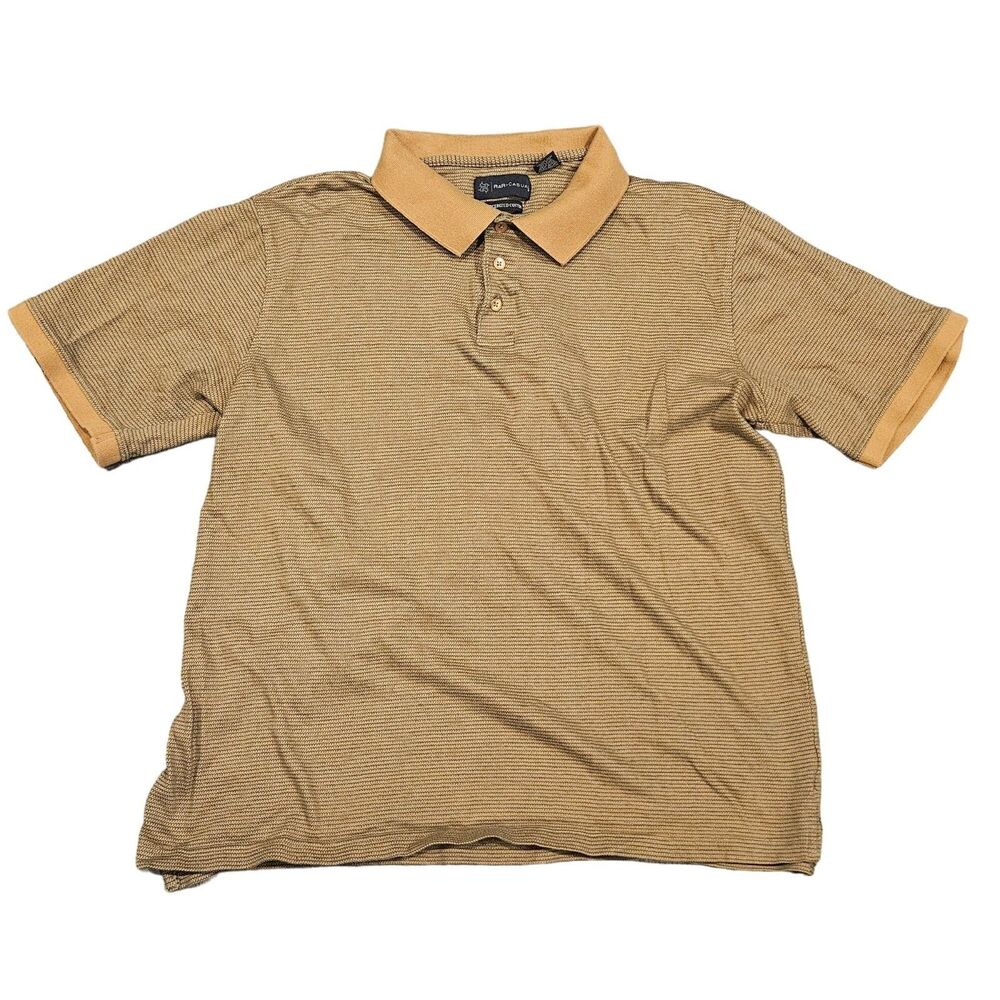 R&R Casual Men's Short Sleeve Striped Polo Shirt Size XL Mercerized Cotton